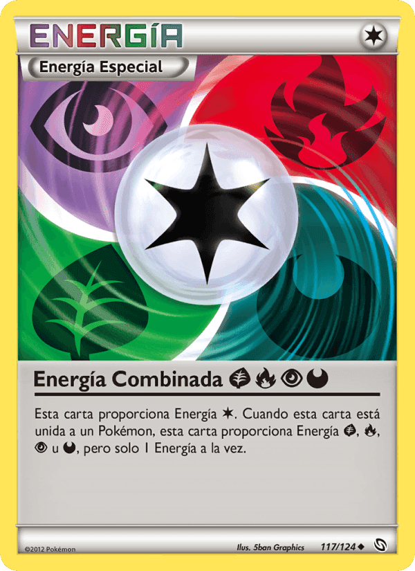 Energía Combinada GrassFirePsychicDarkness, carta 117 de Dragones Majestuosos