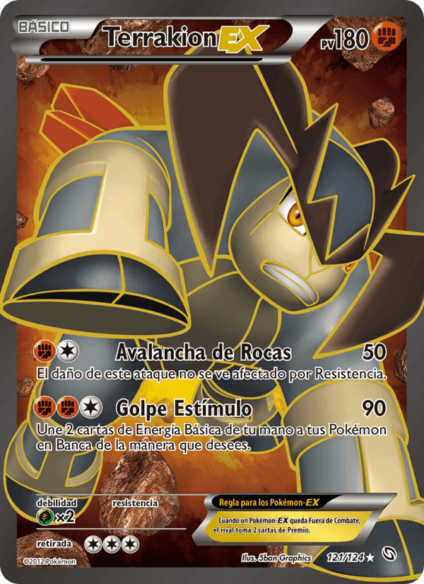 Terrakion-EX, carta 121 de Dragones Majestuosos