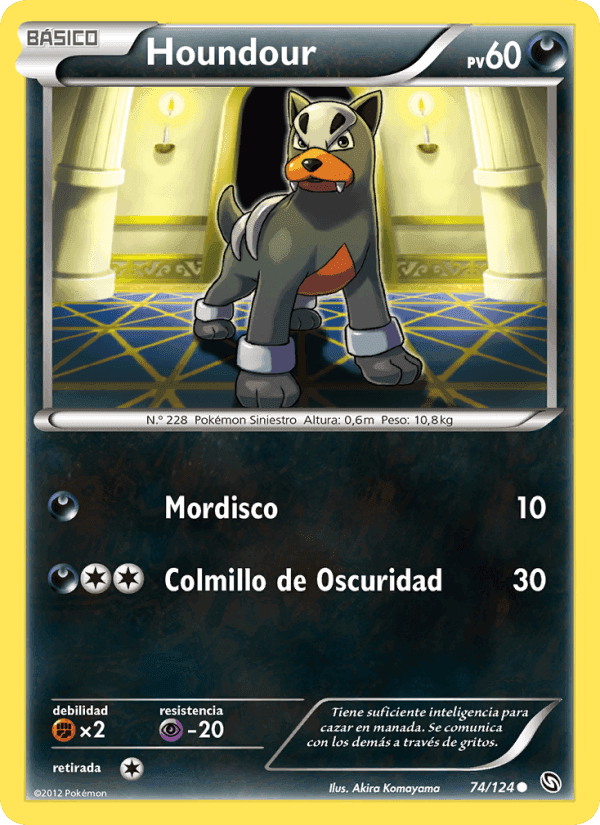 Houndour, card 74 from Dragones Majestuosos