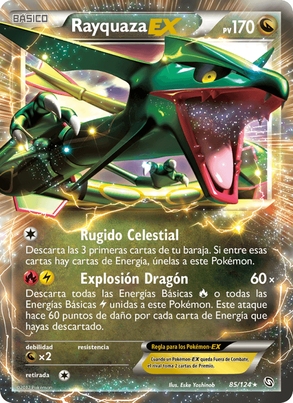 Rayquaza-EX, carta 85 de Dragones Majestuosos