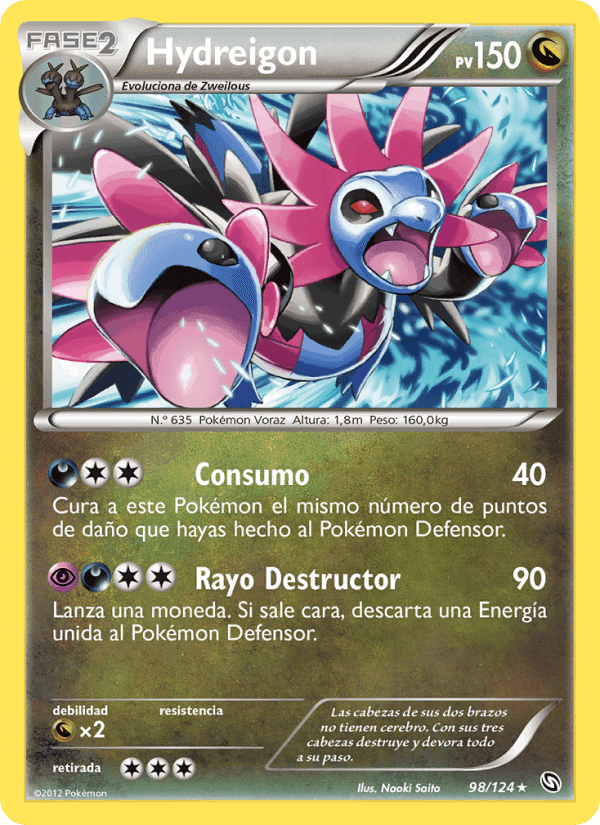 Hydreigon, card 98 from Dragones Majestuosos