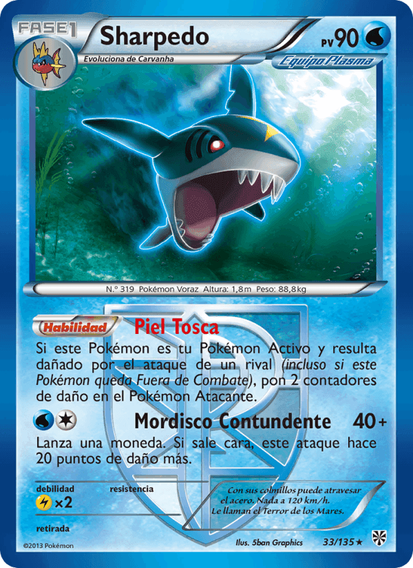 Sharpedo, carta 33 di Tormenta Plasma
