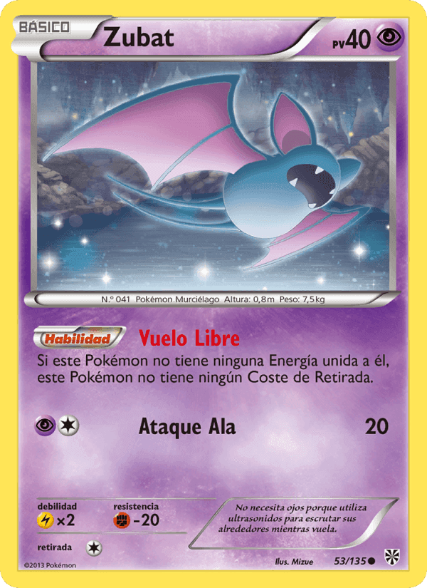 Zubat, carta 53 de Tormenta Plasma