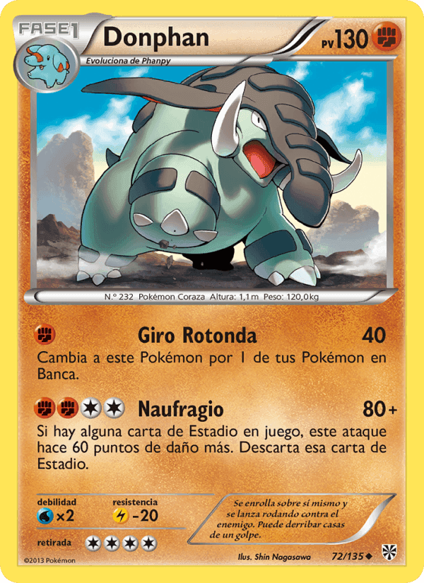 Donphan, card 72 from Tormenta Plasma