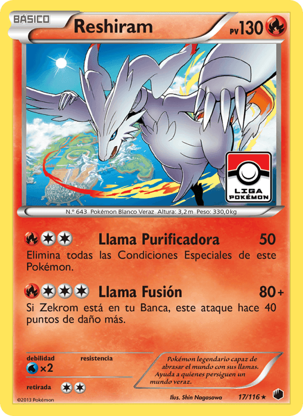 Reshiram, carta 17 de Glaciación Plasma