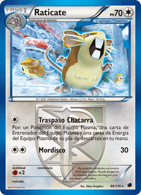 Raticate, card 88 from Glaciación Plasma