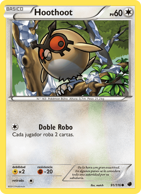 Hoothoot, card 91 from Glaciación Plasma