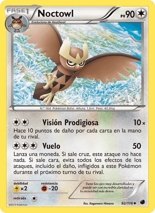 Noctowl, card 92 from Glaciación Plasma