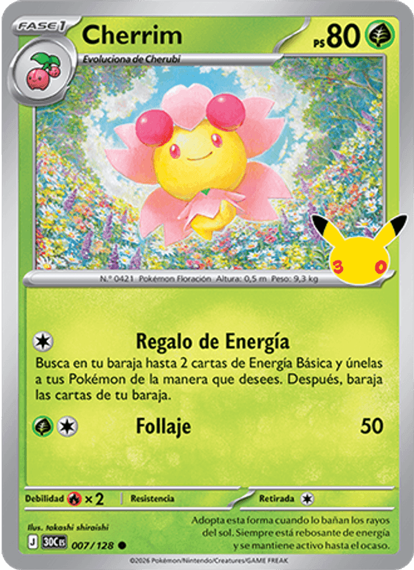 Cherrim, carta 007 de Celebración 30.º Aniversario