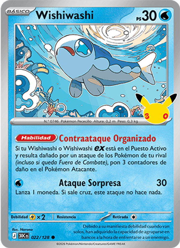 Wishiwashi, carta 022 di Celebración 30.º Aniversario