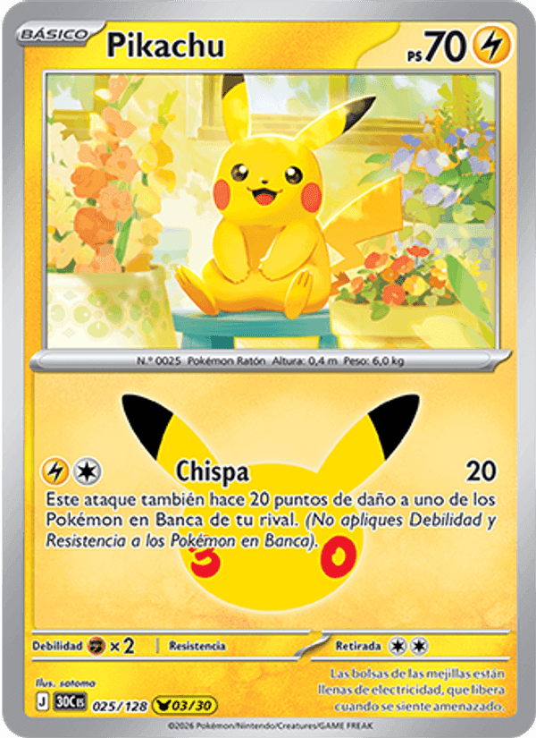 Pikachu, carta 025 de Celebración 30.º Aniversario