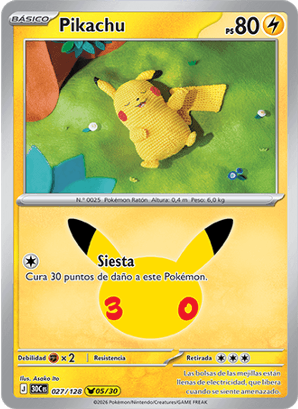Pikachu, carta 027 de Celebración 30.º Aniversario