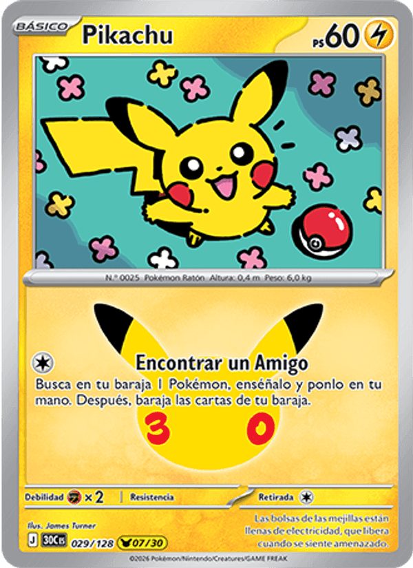 Pikachu, carta 029 di Celebración 30.º Aniversario