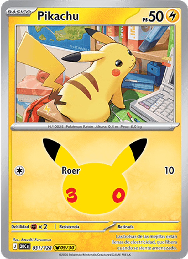 Pikachu, carta 031 de Celebración 30.º Aniversario