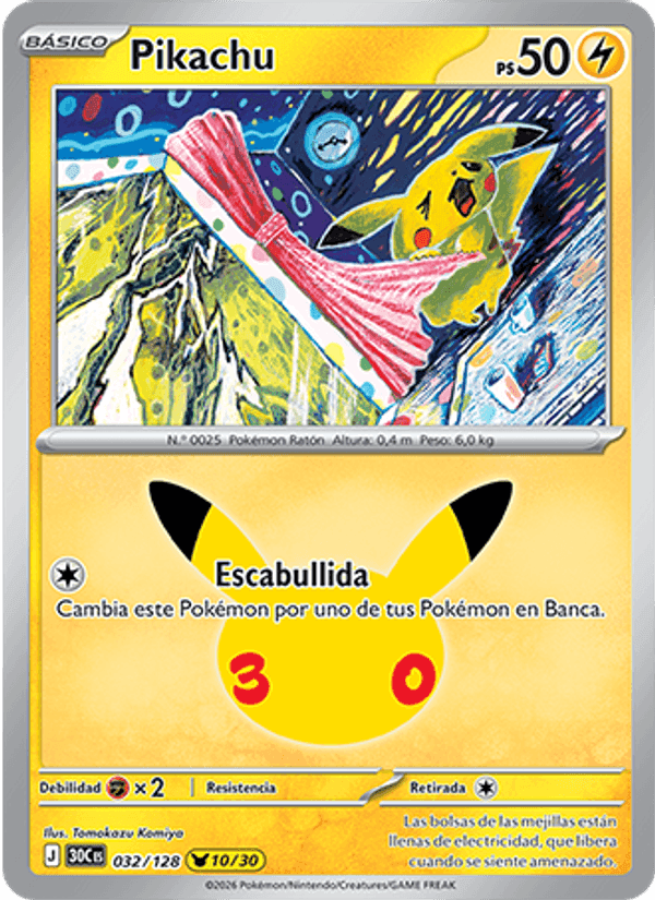 Pikachu, carta 032 de Celebración 30.º Aniversario