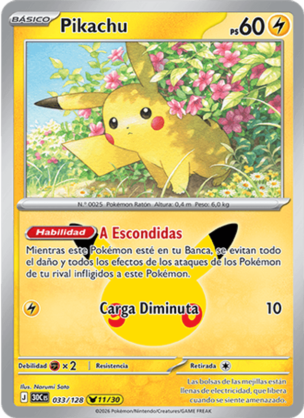 Pikachu, carta 033 de Celebración 30.º Aniversario