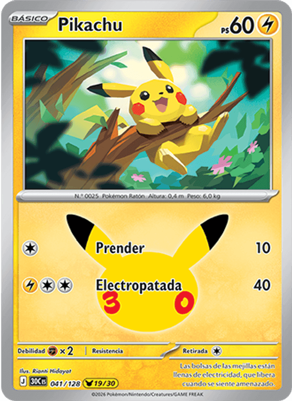 Pikachu, carta 041 de Celebración 30.º Aniversario