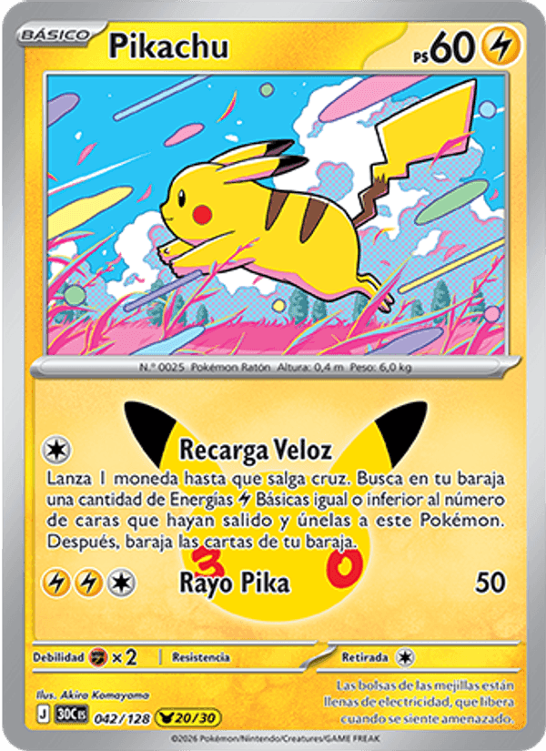Pikachu, carta 042 de Celebración 30.º Aniversario