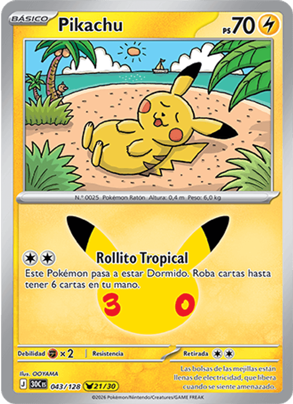 Pikachu, carta 043 de Celebración 30.º Aniversario