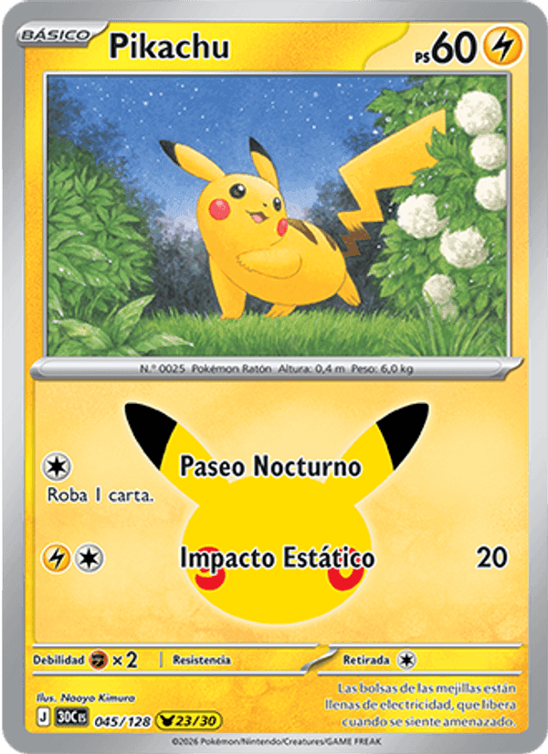 Pikachu, carta 045 di Celebración 30.º Aniversario