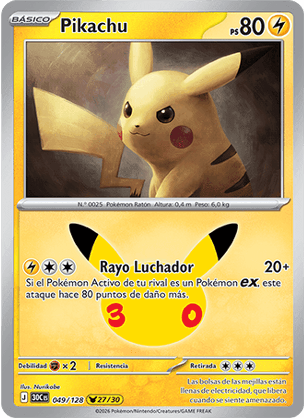 Pikachu, carta 049 de Celebración 30.º Aniversario