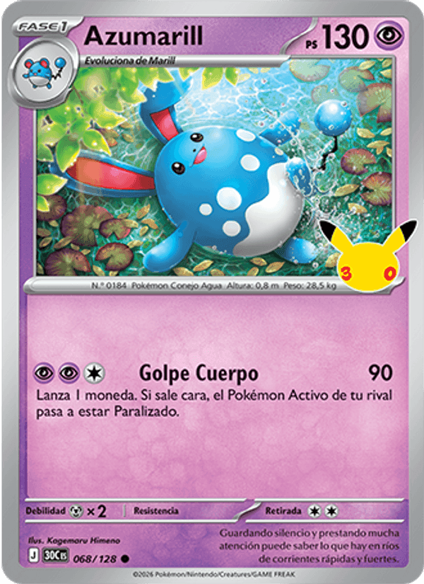 Azumarill, carta 068 de Celebración 30.º Aniversario