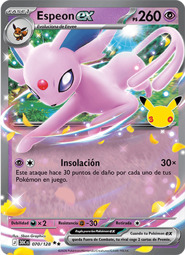 Espeon ex, carta 070 de Celebración 30.º Aniversario