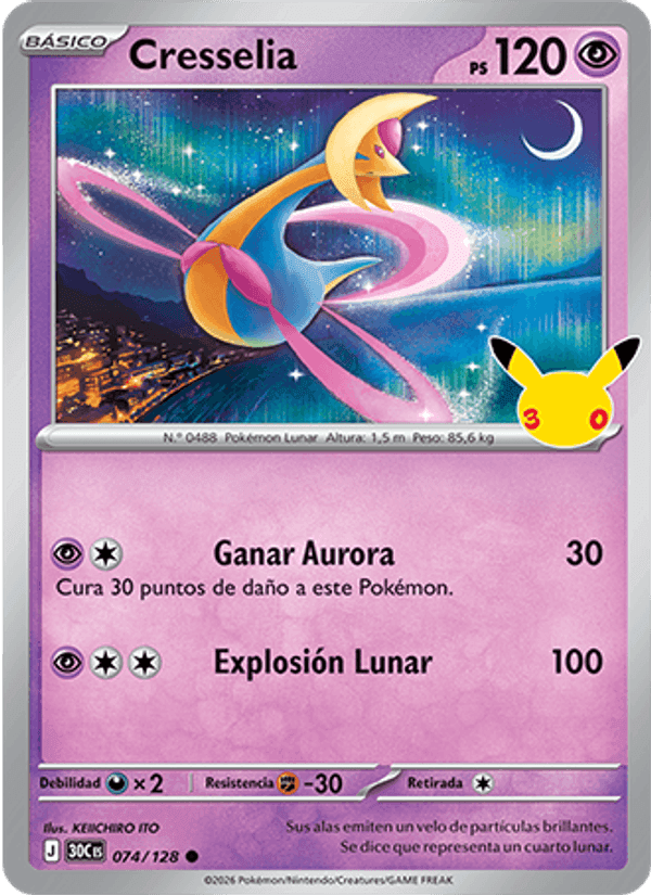 Cresselia, carte 074 de Celebración 30.º Aniversario