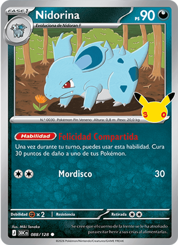 Nidorina, carta 088 de Celebración 30.º Aniversario