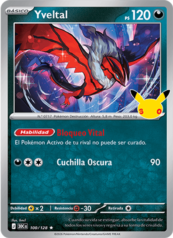 Yveltal, carta 100 de Celebración 30.º Aniversario