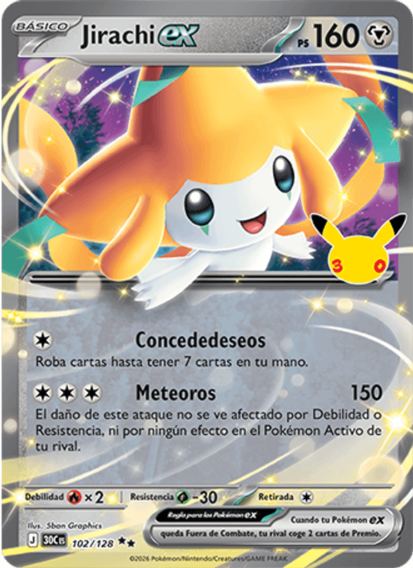 Jirachi ex, carta 102 de Celebración 30.º Aniversario
