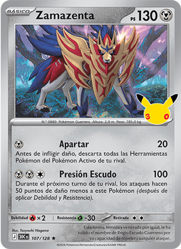 Zamazenta, card 107 from Celebración 30.º Aniversario