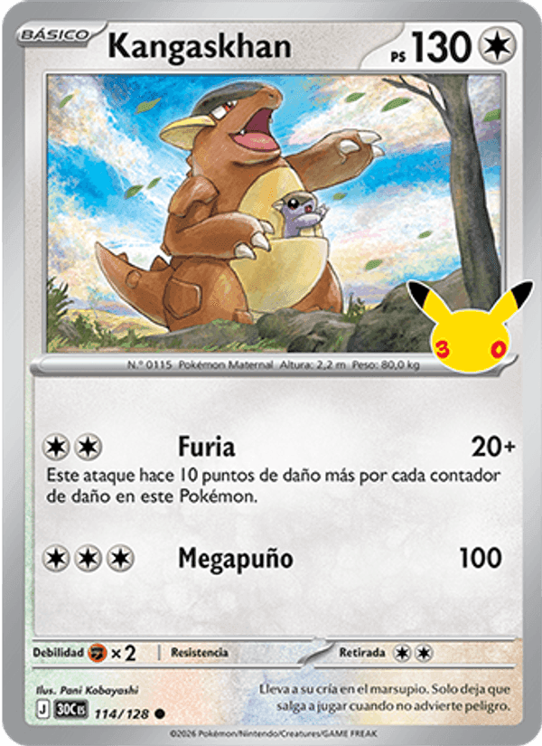 Kangaskhan, card 114 from Celebración 30.º Aniversario