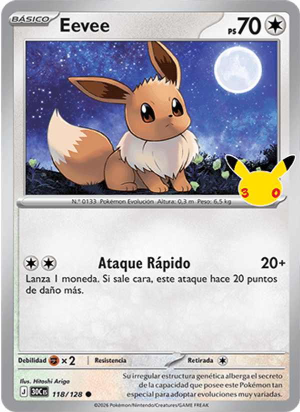 Eevee, carta 118 de Celebración 30.º Aniversario