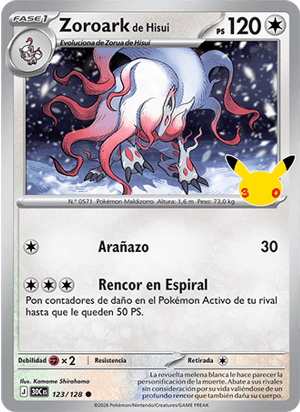 Zoroark de Hisui, carte 123 de Celebración 30.º Aniversario