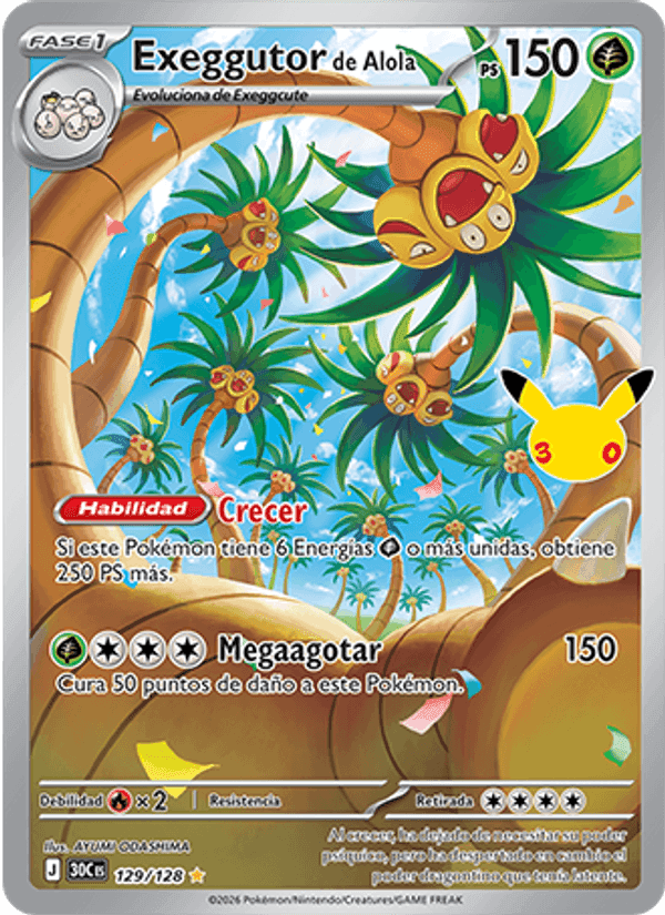 Exeggutor de Alola, carta 129 di Celebración 30.º Aniversario