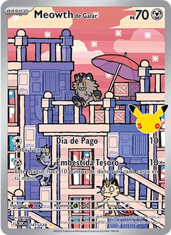 Meowth de Galar, carta 141 de Celebración 30.º Aniversario