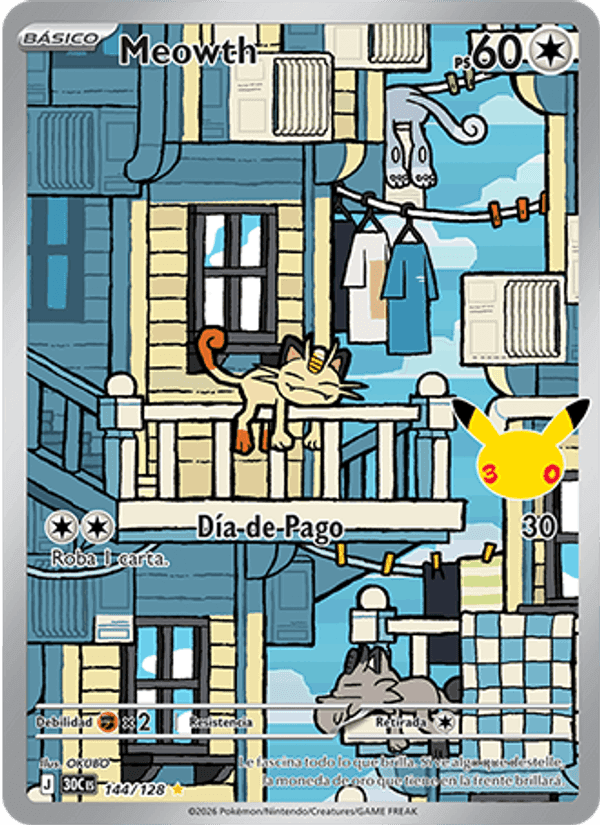Meowth, carta 144 de Celebración 30.º Aniversario