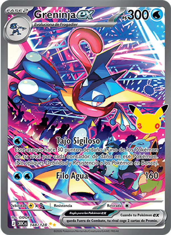 Greninja ex, carta 148 de Celebración 30.º Aniversario