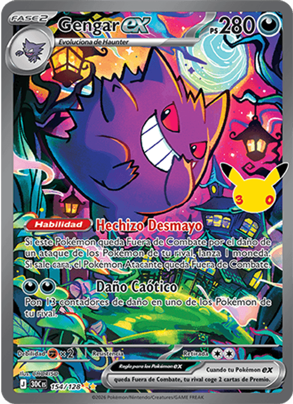 Gengar ex, card 154 from Celebración 30.º Aniversario