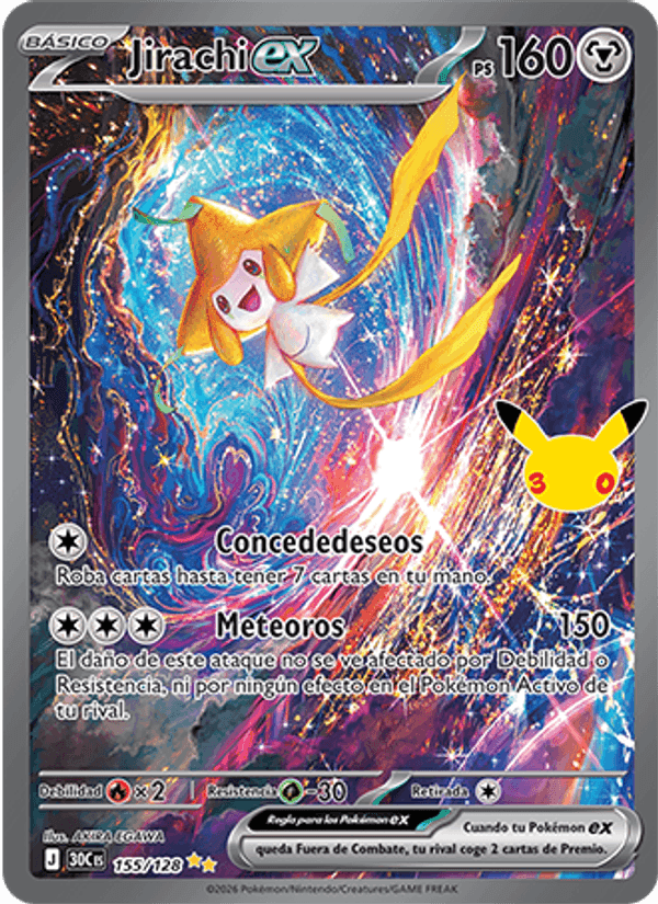 Jirachi ex, card 155 from Celebración 30.º Aniversario
