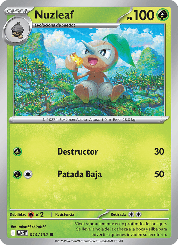 Nuzleaf, carta 014 di Megaevolución