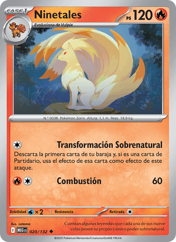 Ninetales, card 020 from Megaevolución