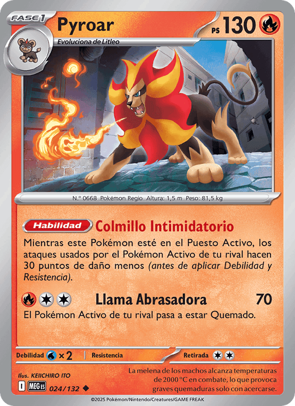 Pyroar, carte 024 de Megaevolución