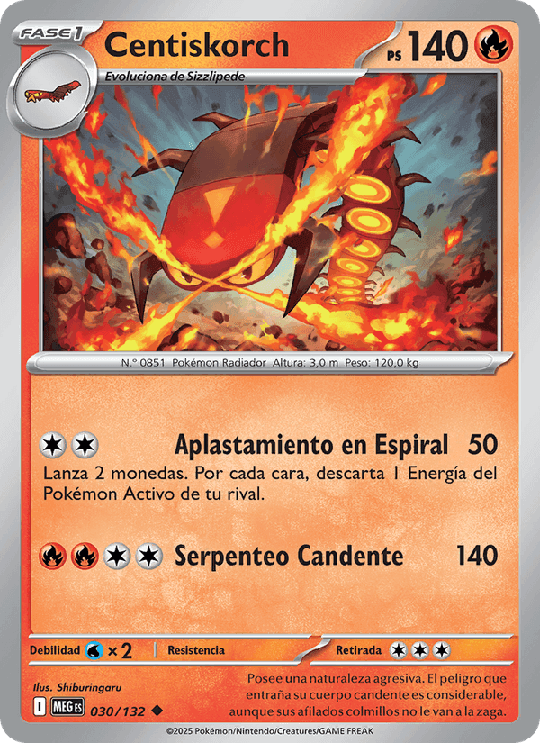 Centiskorch, carta 030 de Megaevolución