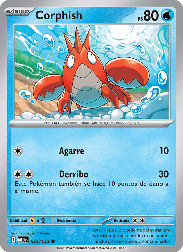 Corphish, carta 033 di Megaevolución