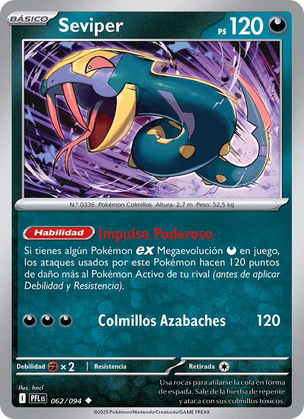 Seviper, card 062 from Fuegos Fantasmales