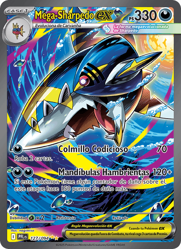Mega-Sharpedo ex, carta 127 de Fuegos Fantasmales