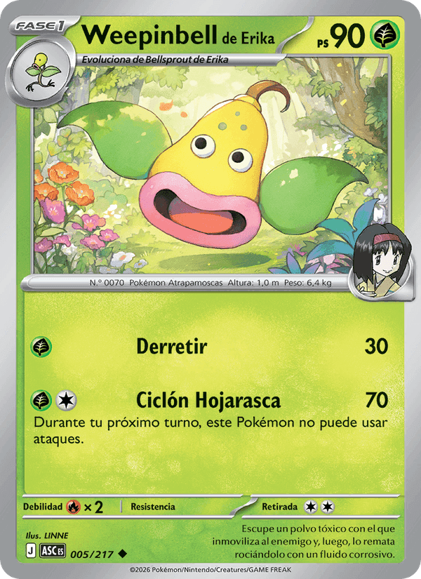 Weepinbell de Erika, card 005 from Héroes Ascendentes