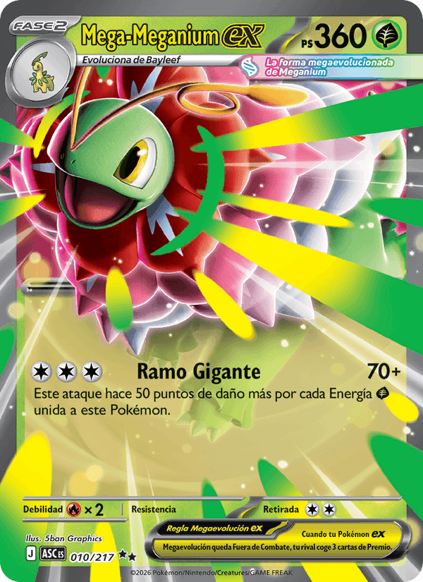 Mega-Meganium ex, carta 010 de Héroes Ascendentes